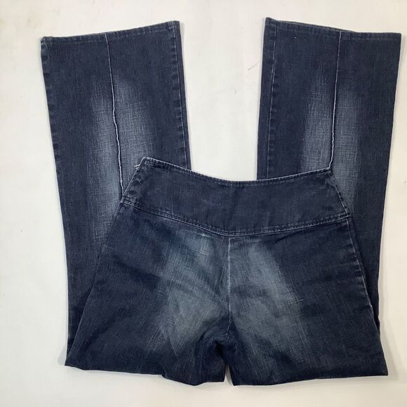 Womens Laura Ganetti Italy Jeans Stretch Pants  Size 38 Denim Flared Zip Buttons - Picture 4 of 6